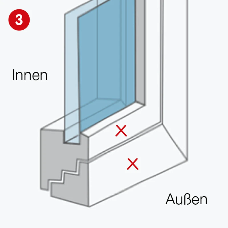 Flächenbündiger Fensterrahmen – für Spannrahmen nicht geeignet