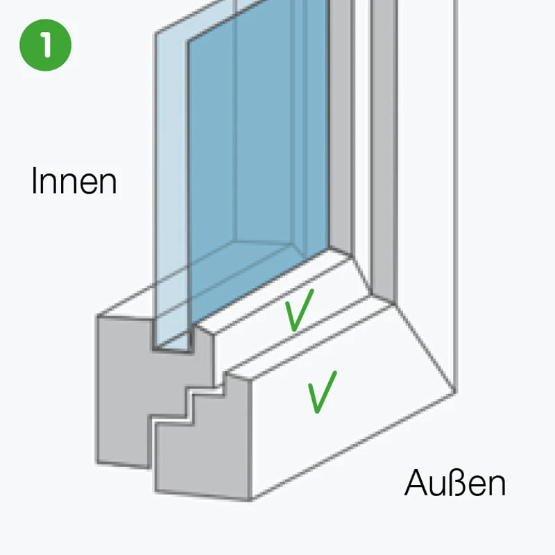 Flächenversetzter Fensterrahmen – für Spannrahmen geeignet