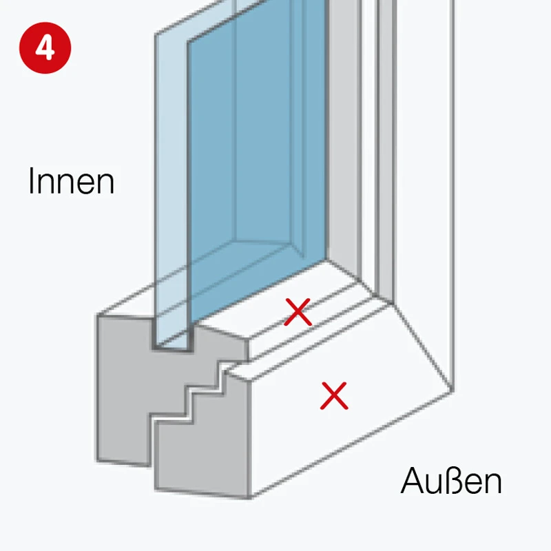 Halbflächenversetzter Fensterrahmen – für Spannrahmen nicht geeignet